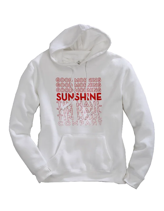 WOMENS GOOD MORNING SUNSHINE HOODIE WHITE SWEATSHIRT