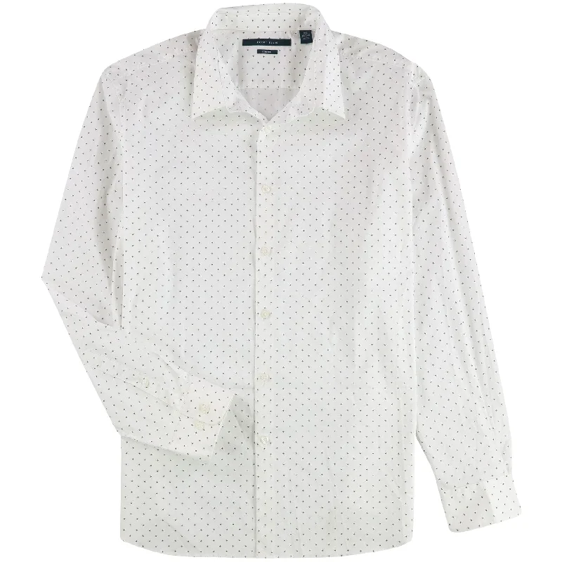 Perry Ellis Mens Mini-Geo Button Up Shirt, White, XX-Large