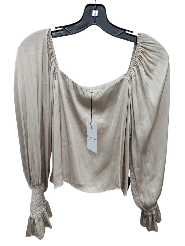 Top Long Sleeve By Promesa In Beige, Size: S