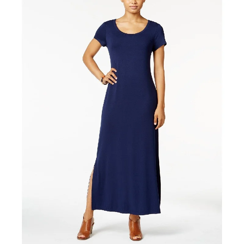 Style & Co Women's Short-Sleeve Maxi Dress Navy Size Medium