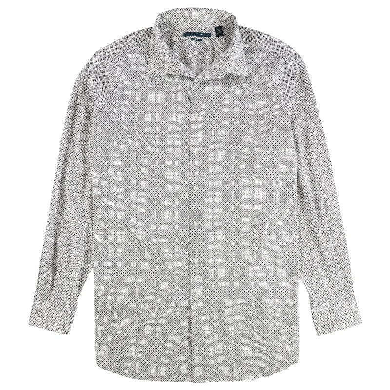 Perry Ellis Mens Mini Dot Button Up Shirt, White, 2XLT