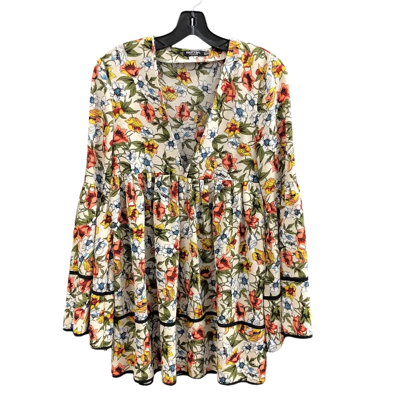 Tunic Long Sleeve By Nasty Gal In Floral Print, Size: 4