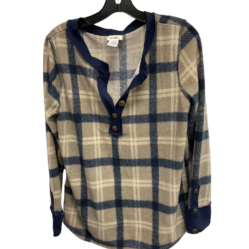 Top Long Sleeve By Bibi In Blue & Brown, Size: M