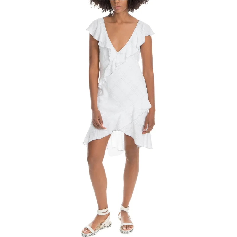 Max Studio London Womens Ruffled Trim Mini Dress, White, Medium