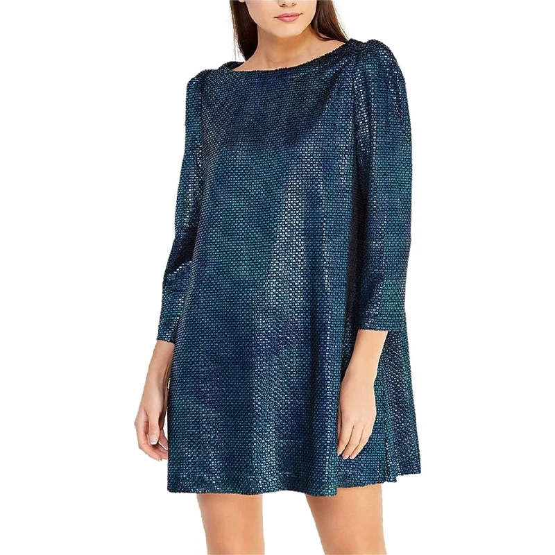 Free People Womens Diamonds are Forever Metallic Mini Dress, Blue, X-Small