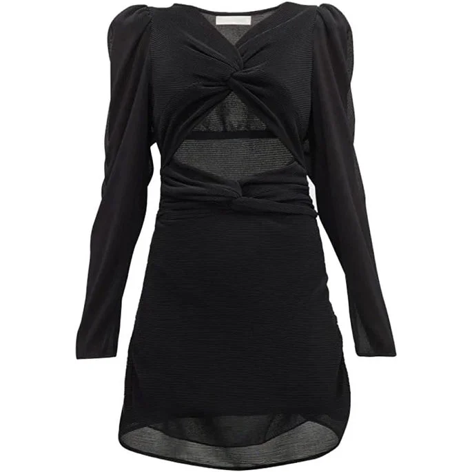 LOVESHACKFANCY Women's Black Nanita Twisted Cutout Knit Mini Dress