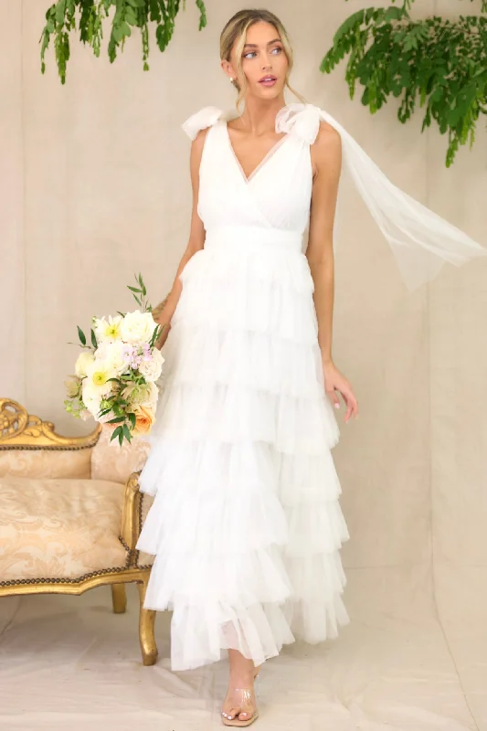 Creating Memories White Tiered Tulle Maxi Dress