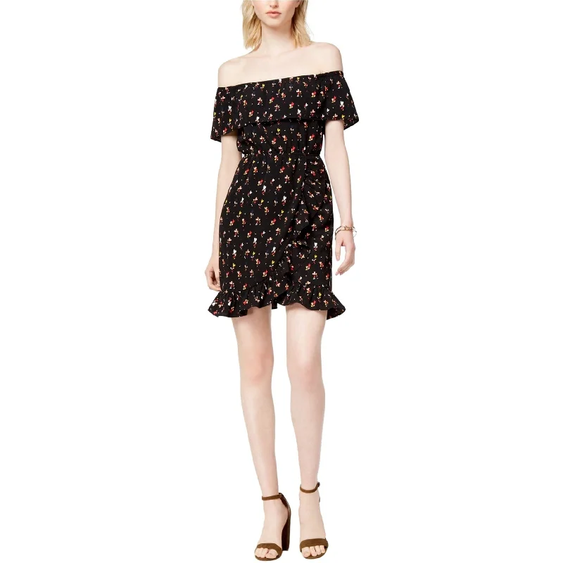 Maison Jules Womens Printed Off-The-Shoulder Mini Dress