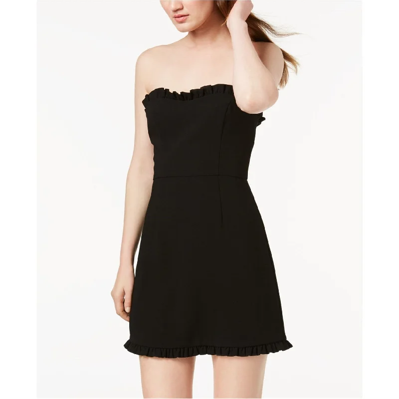 French Connection Womens Ruffle Trim Mini Strapless Dress, Black, 12