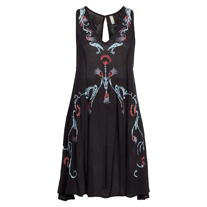 Free People Womens Embroidered Mini Dress