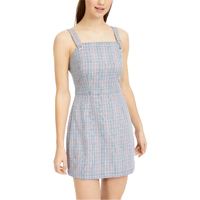 Fishbowl Womens Plaid Mini Dress, Blue, Large