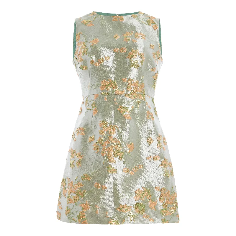 Staud Womens Garden Sleeveless Mini Dress Metallic Bloom