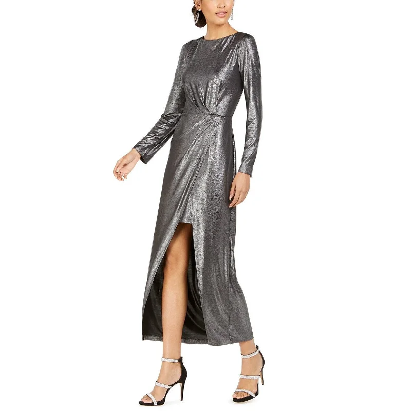 Julia Jordan Women's Liquid Metal Maxi Dress Gray Size 6