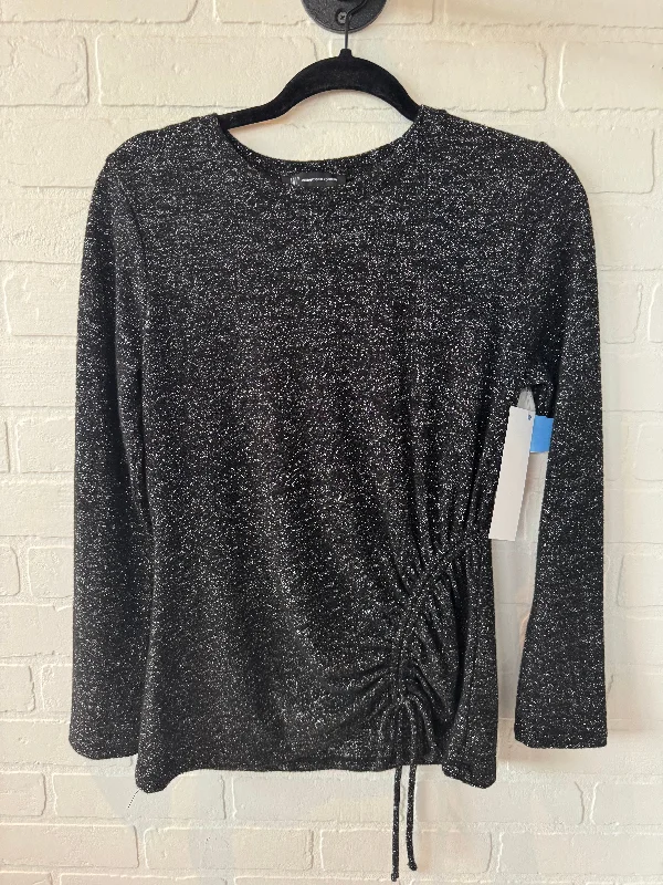 Top Long Sleeve By Inc In Black & Silver, Size: S