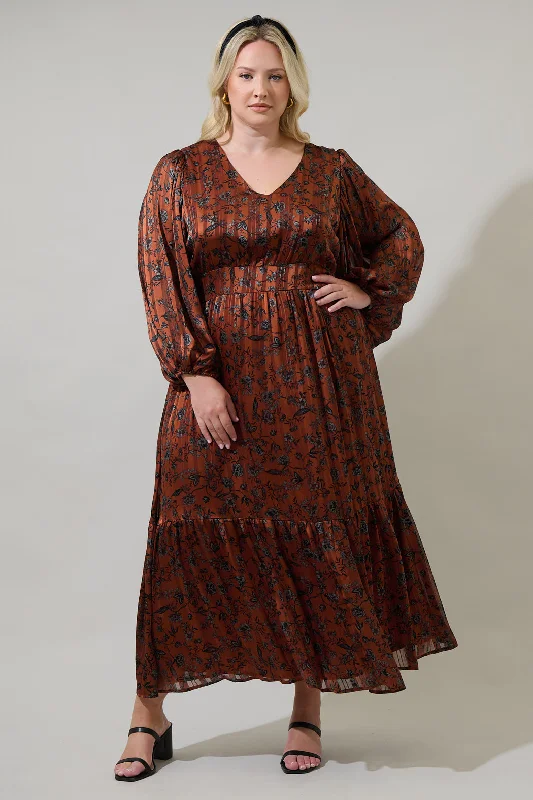 Leoben Floral Kent Long Sleeve Maxi Dress Curve