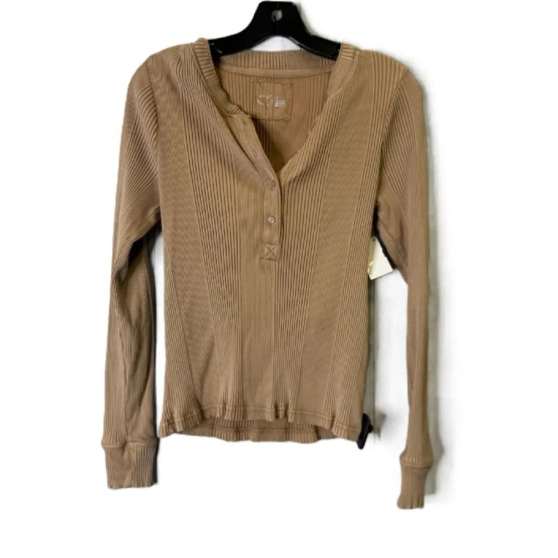 Top Long Sleeve Basic By Aerie In Brown, Size: L