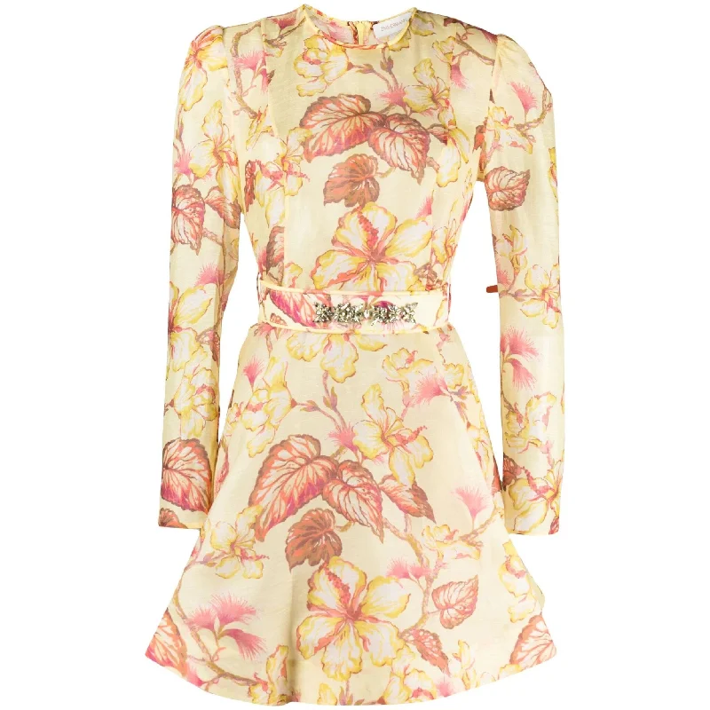 Zimmermann Matchmaker Floral Mini Dress Yellow Hibiscus