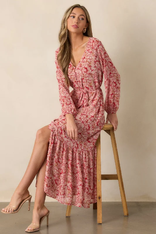 Z Supply Della Cranberry Floral Maxi Dress