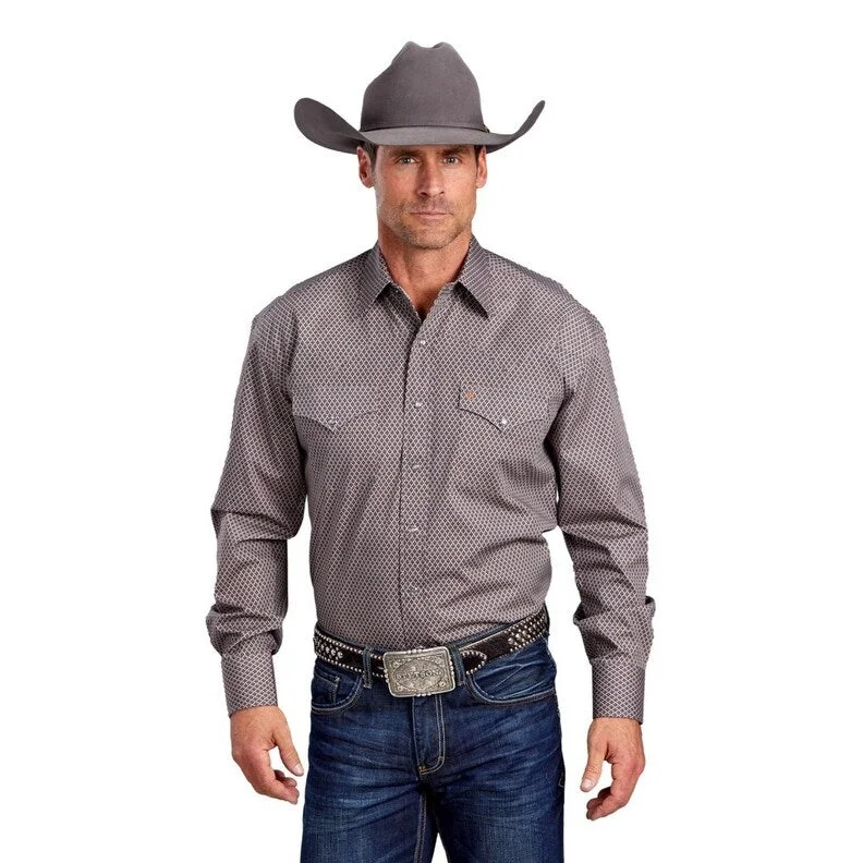 Stetson Western Shirt Mens L/S Mini Foulard Gray 11-001-0425-0731 GY