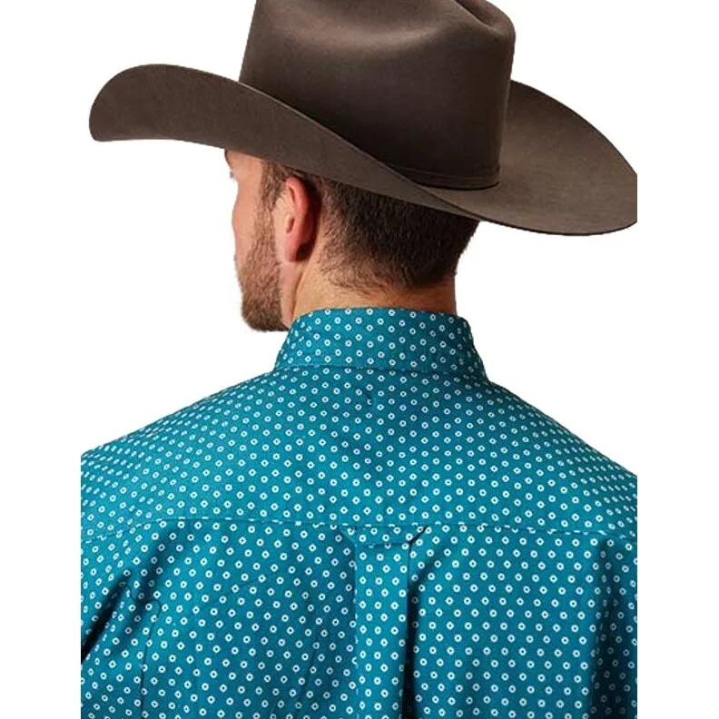 Roper Western Shirt Mens L/S Mini Foulard Teal 03-001-0326-0168 BU