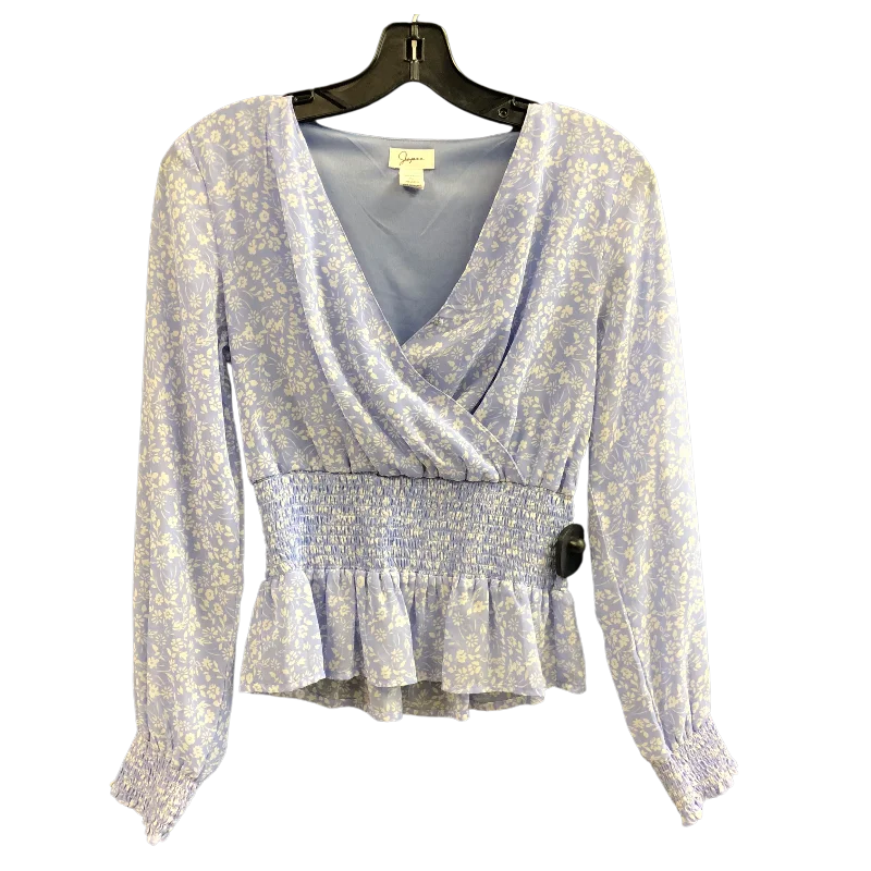 Top Long Sleeve By Japna In Blue & White, Size: Xs