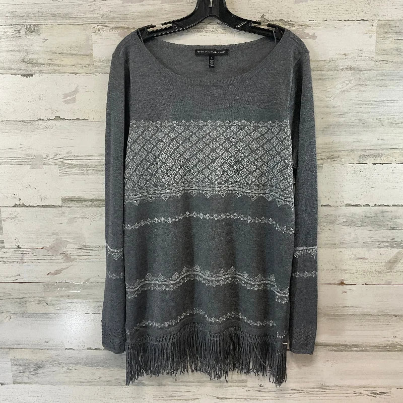 Top Long Sleeve By White House Black Market In Grey, Size: L