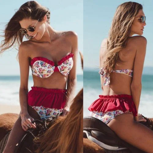 Strapless Floral Swimwear