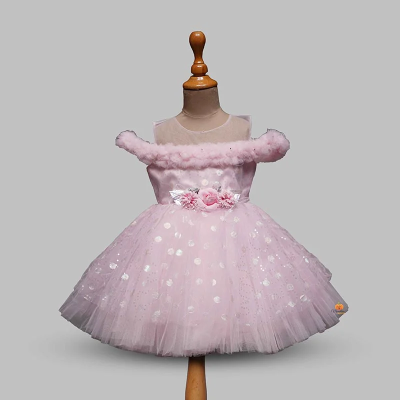 Pink Party Wear Kids Frock