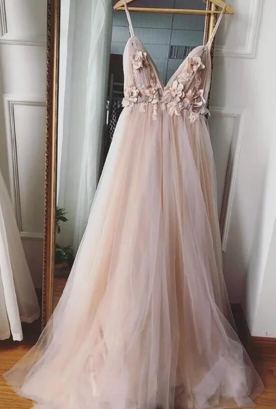 Sexy Spaghetti Straps Deep Blush Wedding Dress