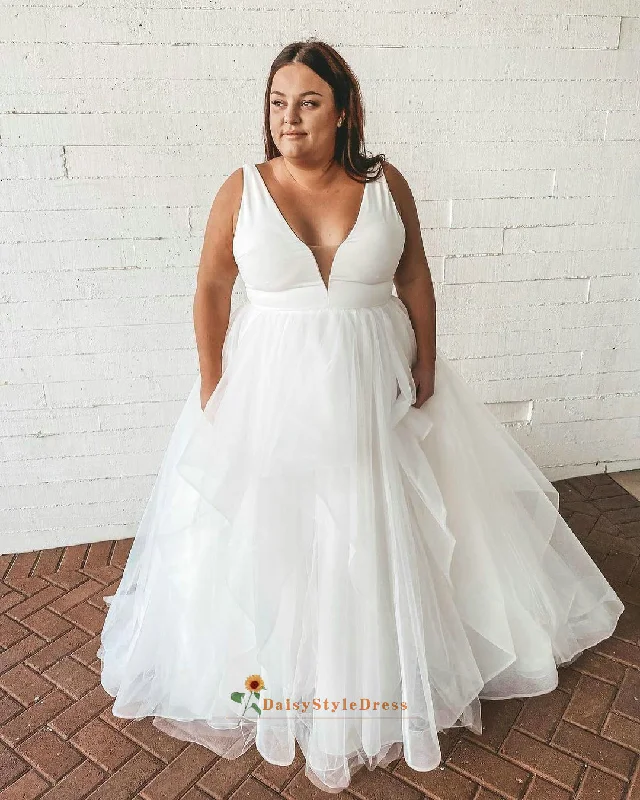 Tiered Skirt Plus Size Wedding Dress