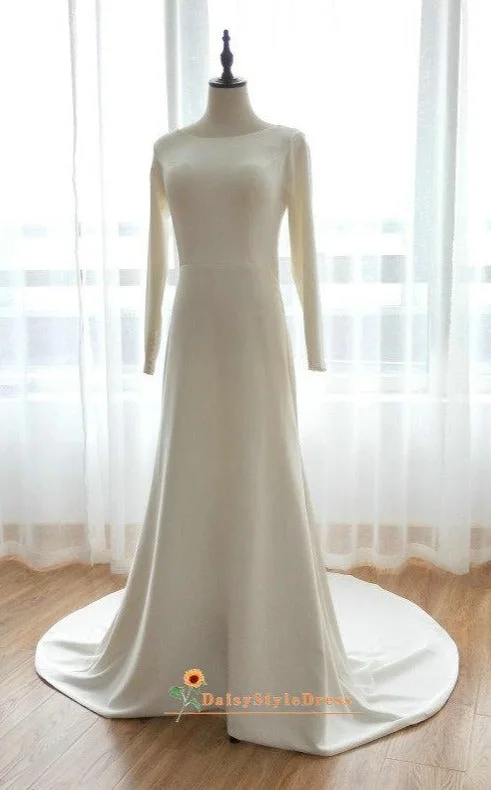 Modest Long Sleeve Fitted Wedding Dress