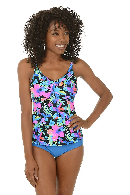 Water Colors Twist Front Tankini Top