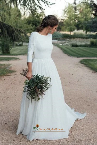 Backless Long Sleeve Wedding Dress