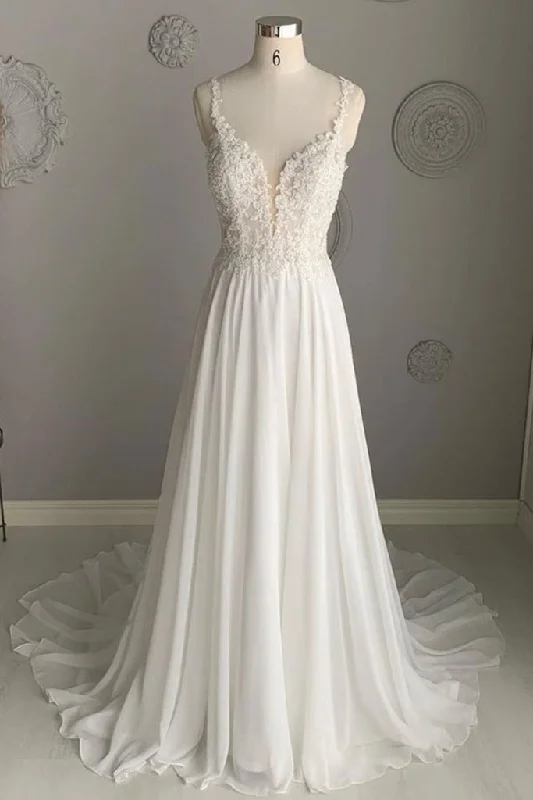 A line Illusion Summer Wedding Dress