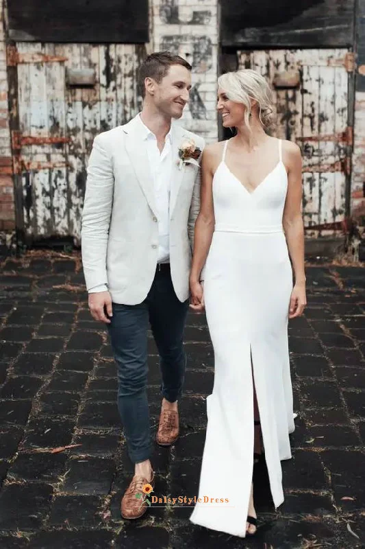 Simple Modern Sexy Slit Wedding Dress