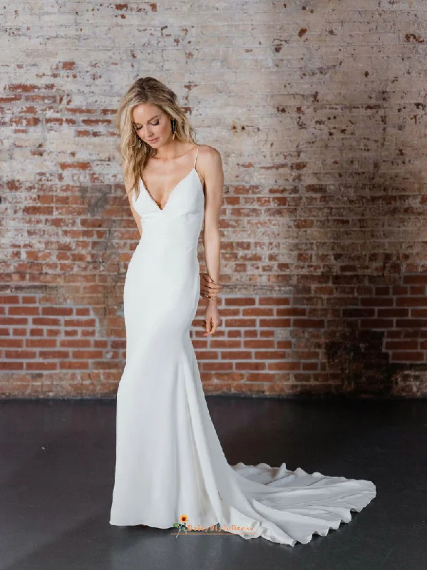 Fitted Spaghetti Straps Wedding Dress