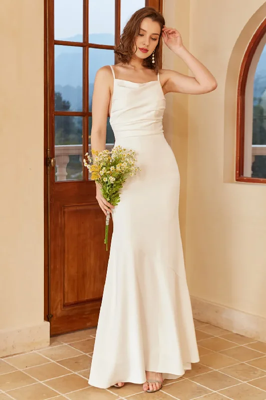 Simple Fish Tail Bohemian Strap Wedding Dress