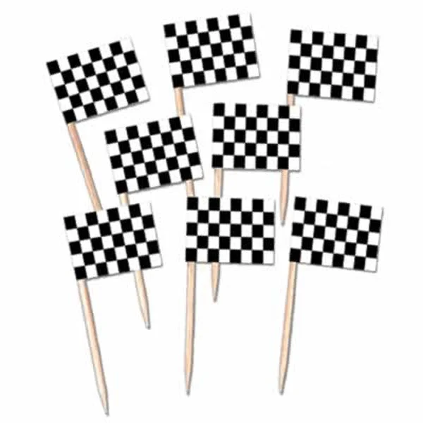 Checked Flag Party Picks, 2.75" | 50 ct