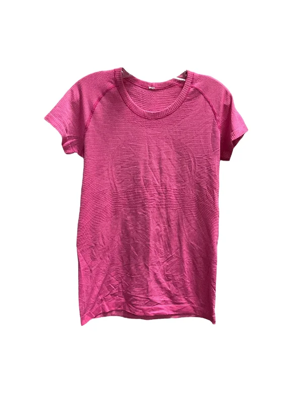 Athletic Top Short Sleeve By Lululemon In Pink, Size: 10