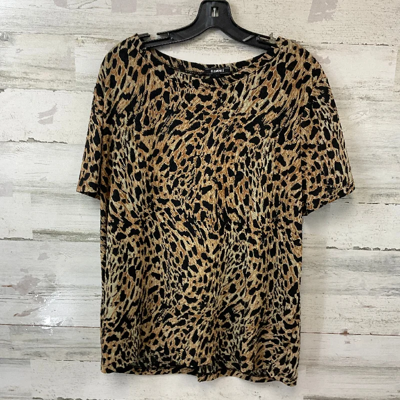 Top Short Sleeve By Elementz In Animal Print, Size: Xl