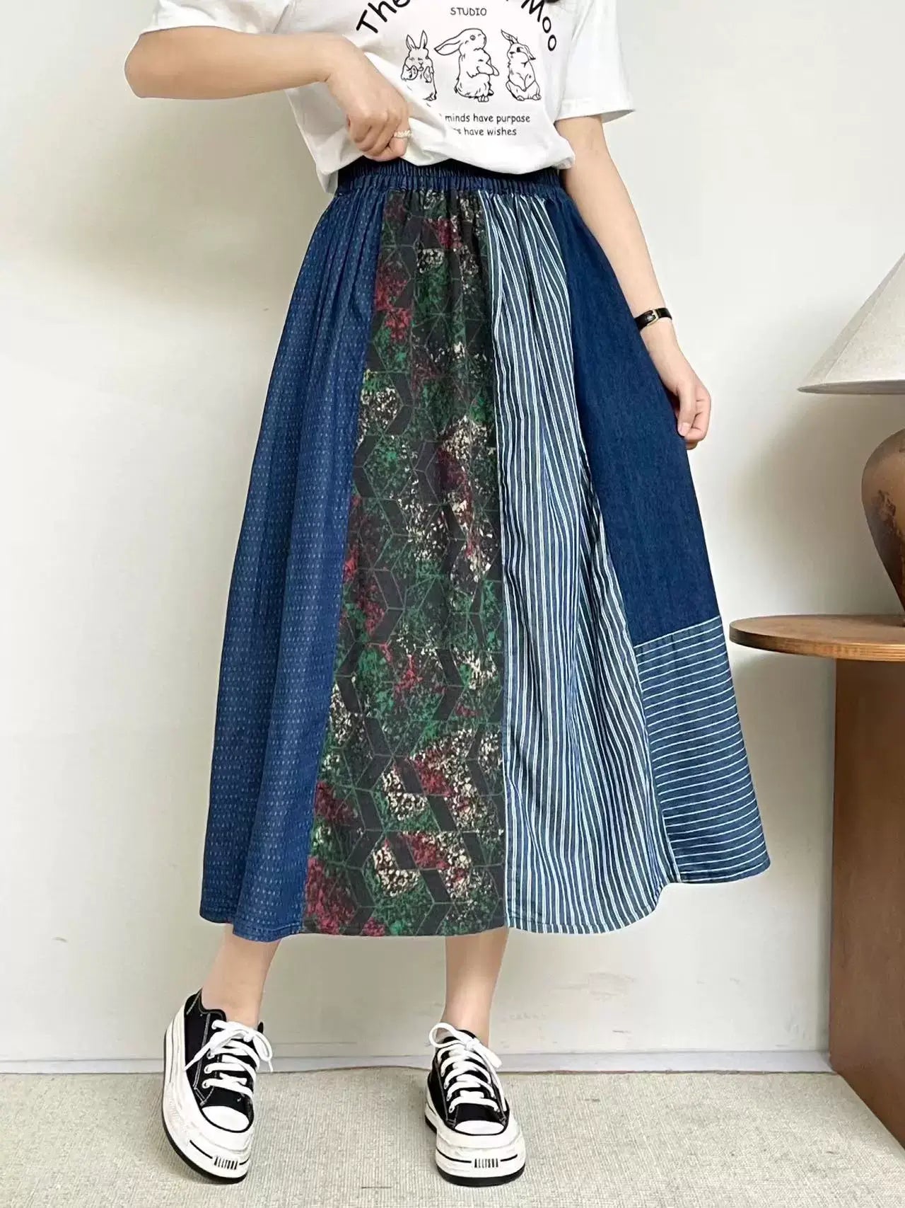 Women Loose Retro Versatile Skirt Summer