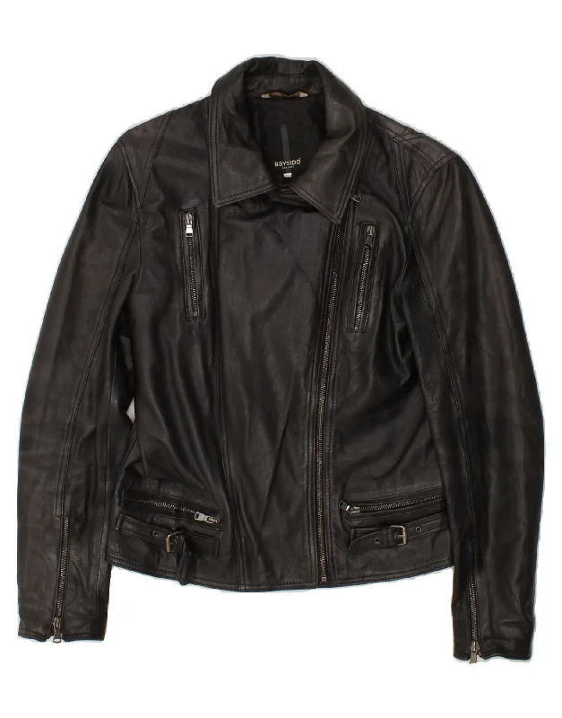 BAYSIDE Womens Leather Jacket IT 46 Large Black Leather