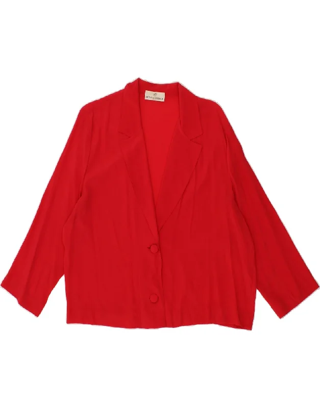 DONNA ENRICA Womens 2 Button Blazer Jacket UK 16 Large Red