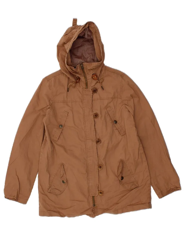 FAT FACE Womens Hooded Utility Jacket UK 10 Small Brown Cotton