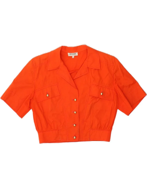 INCOM Womens Carol Crop Short Sleeve Bomber Jacket IT 44 Medium Orange