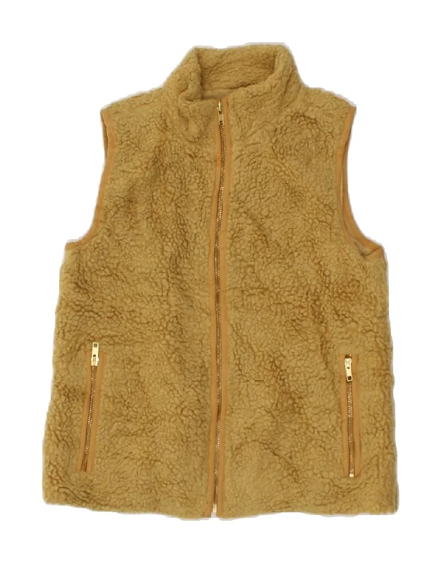 J. CREW Womens Fleece Gilet UK 6 XS Yellow Polyester