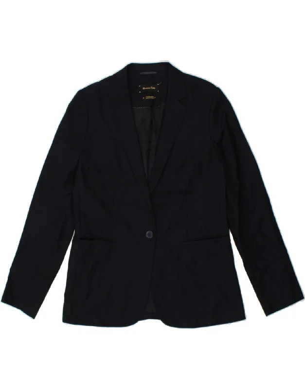 MASSIMO DUTTI Womens 1 Button Blazer Jacket EU 40 Medium Navy Blue