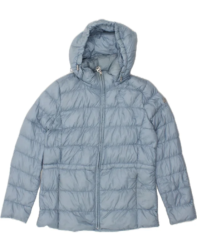 MICHAEL KORS Womens Hooded Padded Jacket UK 14 Medium Blue Nylon