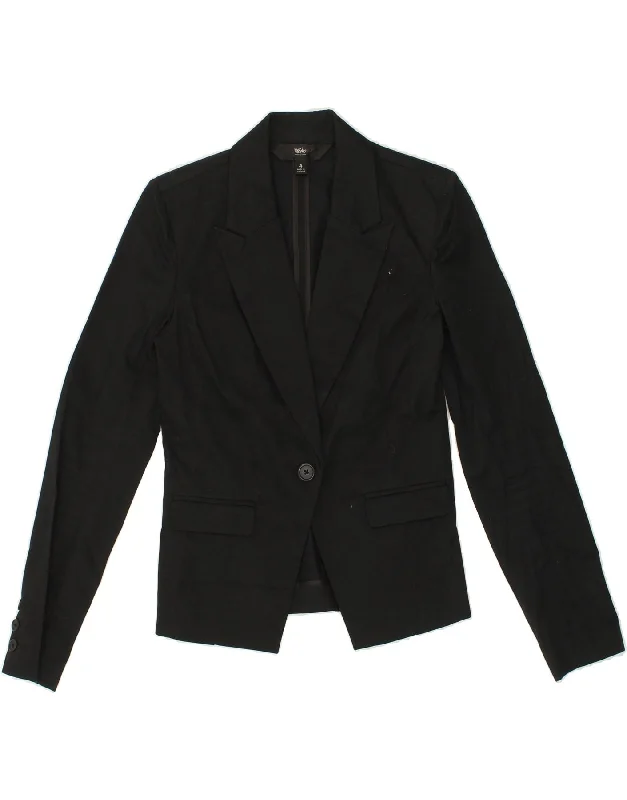 MOSSIMO Womens 1 Button Blazer Jacket US 4 Small Black Cotton