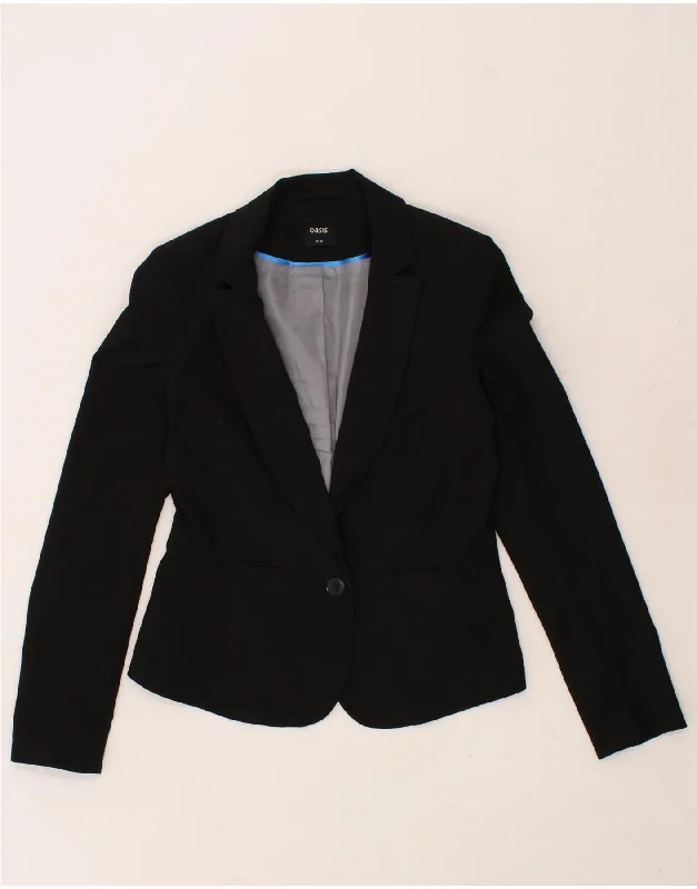 OASIS Womens 1 Button Blazer Jacket UK 12 Medium Black Polyester